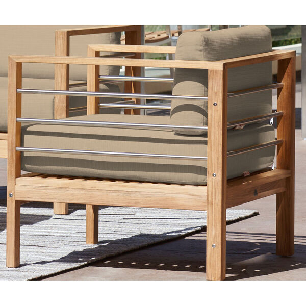 SoHo Natural Teak Outdoor Club Chair with Sunbrella Fawn Cushion, image 2
