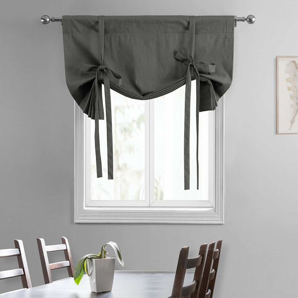 Millstone Gray Solid Cotton Tie-Up Window Shade Single Panel, image 4