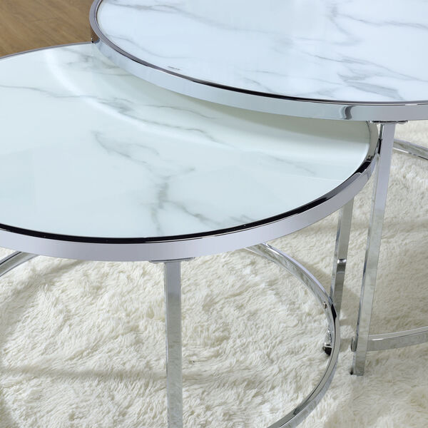 Rayne White And Chrome 36-Inch Nesting Cocktail Tables, image 4