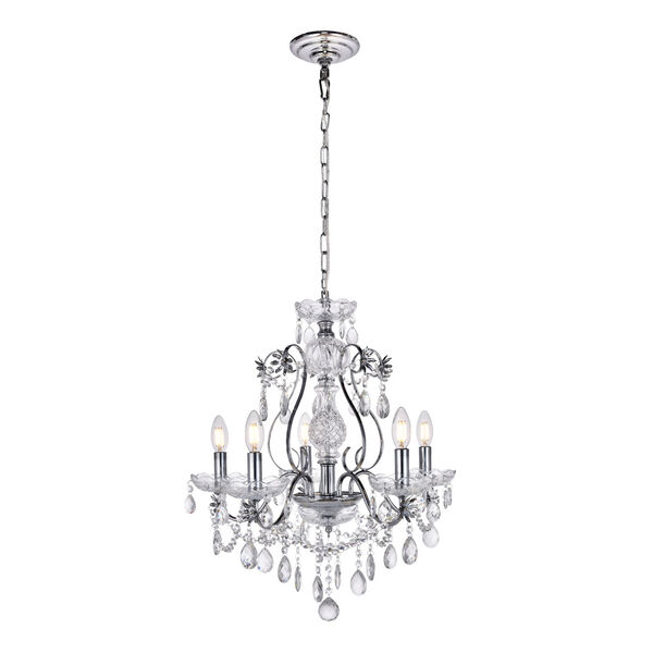 Voltaire Chrome 22-Inch Five-Light Chandelier, image 1
