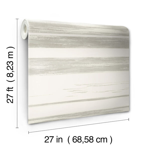 Ronald Redding 24 Karat White and Gray Horizontal Dry Brush Wallpaper, image 4