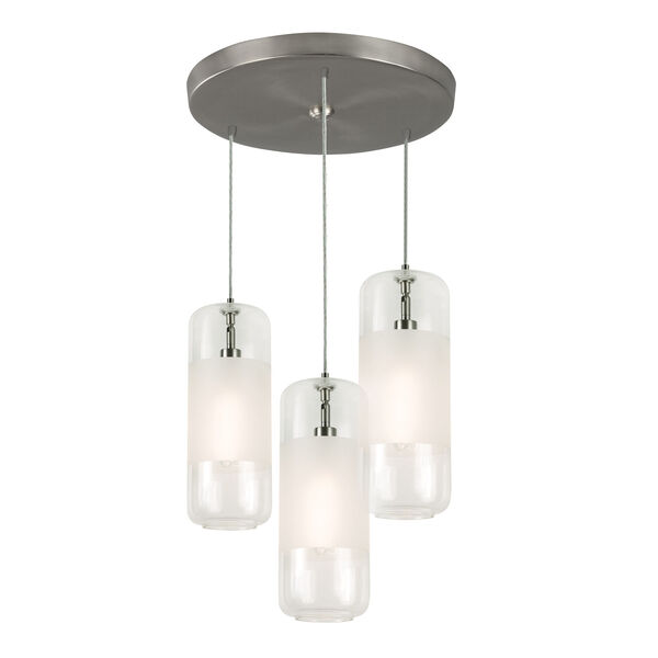 Hermosa Satin Nickel Three-Light Pendant with Clear Glass Shade, image 1