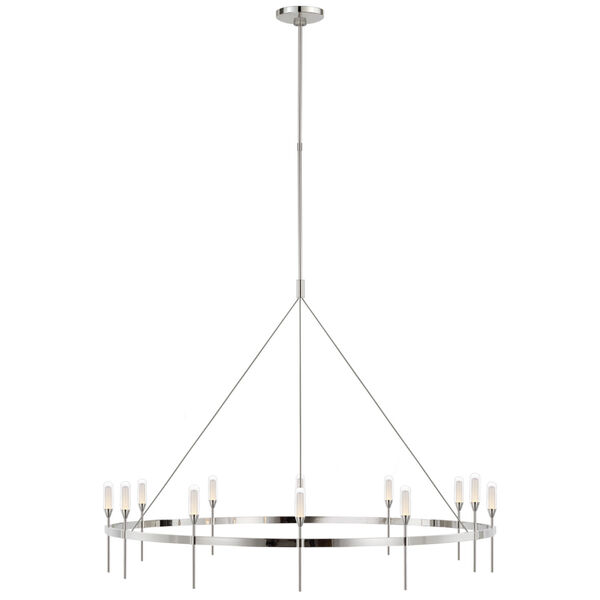 Overture Grande Ring Chandelier in Polished Nickel with Clear Glass by Peter Bristol, image 1