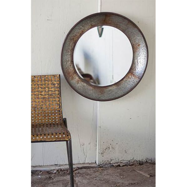 Rustic Large Round Metal Mirror, image 1