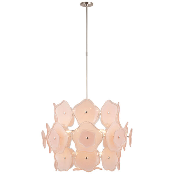 Leighton Large Barrel Chandelier in Polished Nickel with Blush Tinted Glass by kate spade new york, image 1