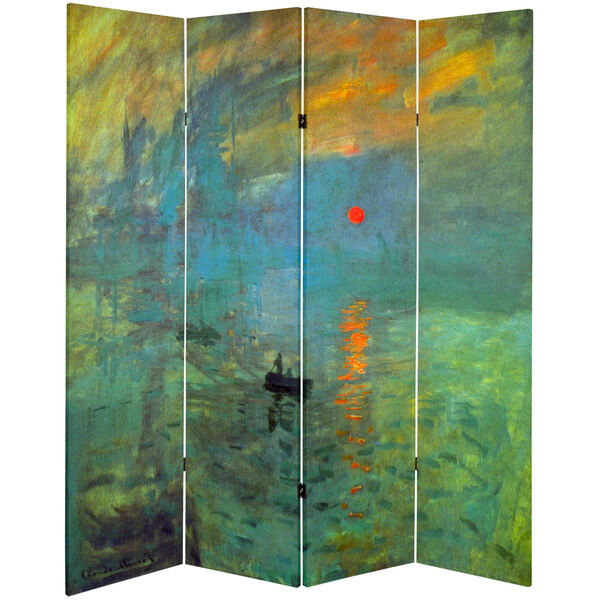 6 ft. Tall Double Sided Works of Monet Canvas Room Divider - Impression Sunrise/Houses of Parliament, image 2