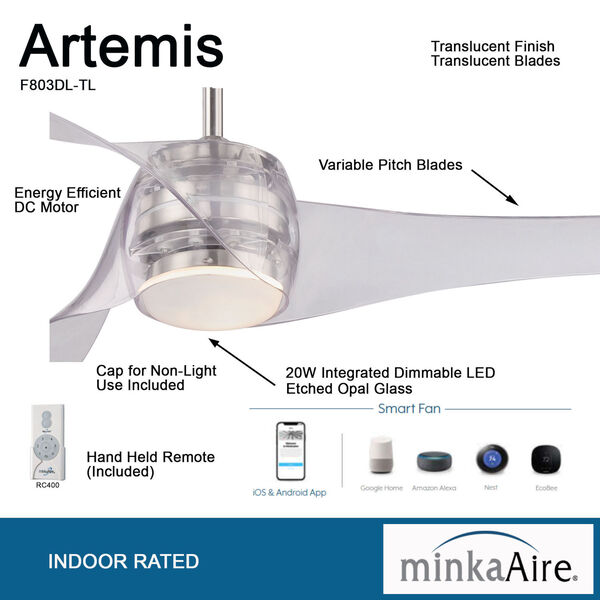 Artemis Translucent 58-Inch LED Smart Ceiling Fan, image 3