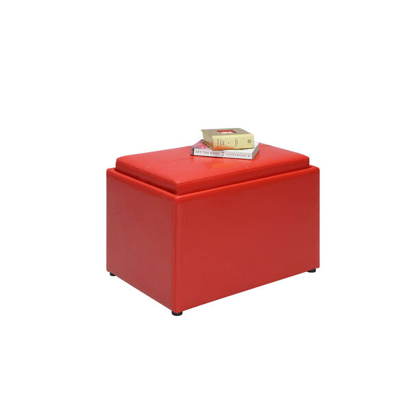 Designs4Comfort Bright Red Accent Storage Ottoman, image 3