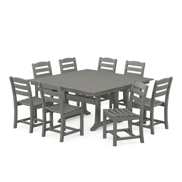 La Casa Cafe Slate Grey Trestle Dining Set, 9-Piece, image 1