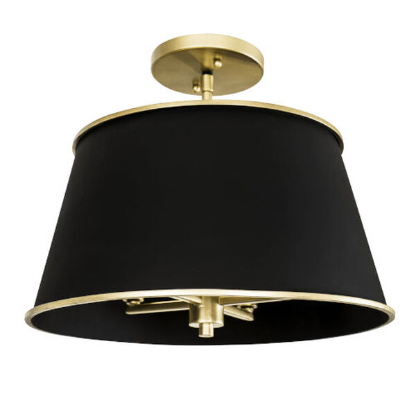 Coco Matte Black and French Gold Four-Light Semi-Flush Mount, image 1