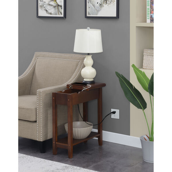 American Heritage Espresso Flip Top End Table with Charging Station, image 6