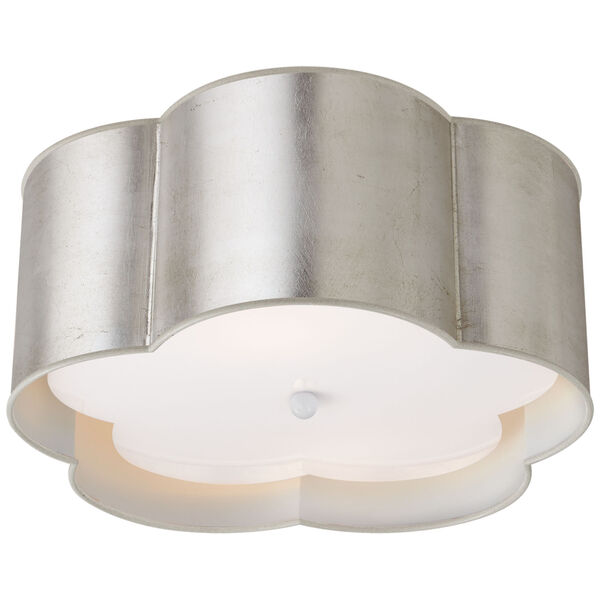 Bryce Medium Flush Mount in Burnished Silver Leaf and White with Frosted Acrylic Diffuser by kate spade new york, image 1