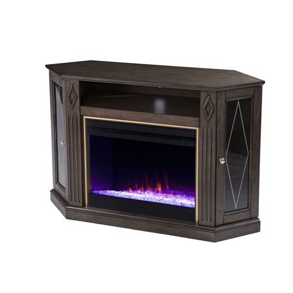 Austindale Light Brown Electric Color Changing Fireplace with Media Storage, image 5