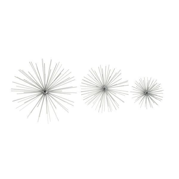 Silver Starburst Absctract Wall Decor, Set of 3, image 2