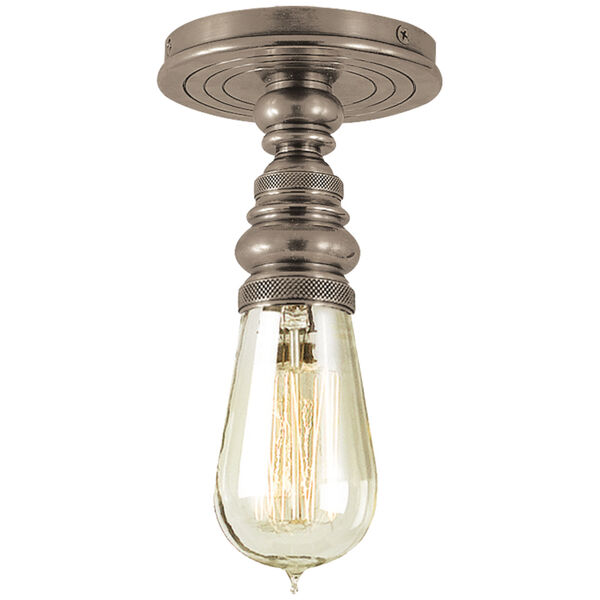 Boston Single Flush Mount in Antique Nickel by Chapman and Myers, image 1