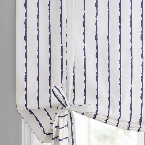 Sharkskin Blue Stripe Printed Cotton Tie-Up Window Shade Single Panel, image 4