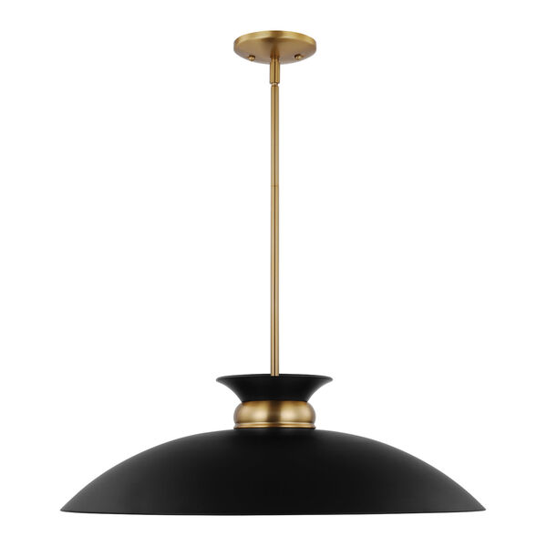 Perkins Matte Black and Burnished Brass 24-Inch One-Light Pendant, image 2