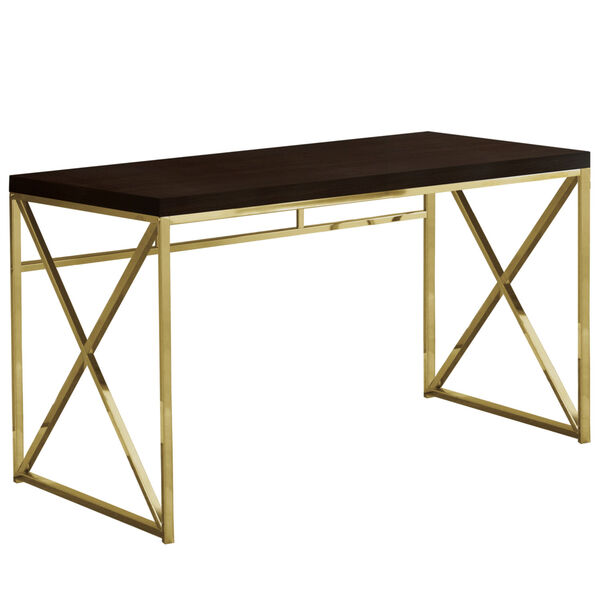 Cappucino and Gold 24-Inch Computer Desk, image 2