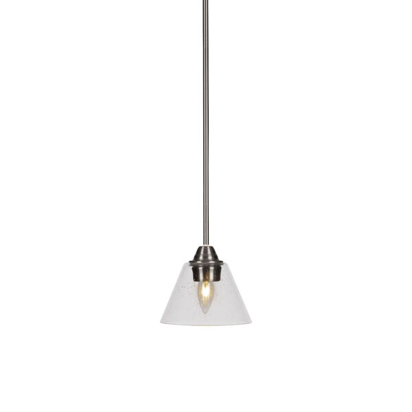 Paramount Brushed Nickel One-Light 7-Inch Mini Pendant with Clear Bubble Glass, image 1