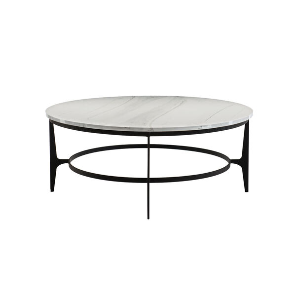 Freestanding Occasional Blackened and Marble Faux Marble and Solid Steel Cocktail Table, image 3