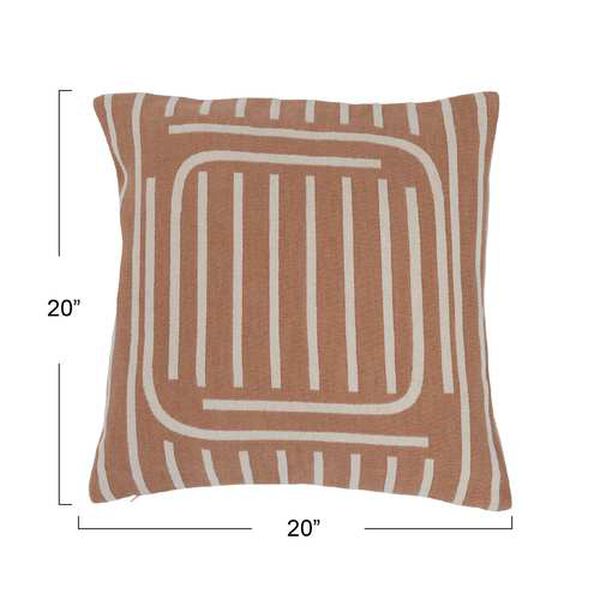 Tan Woven Cotton Reversible 20 x 20-Inch Pillow with Lines, image 3