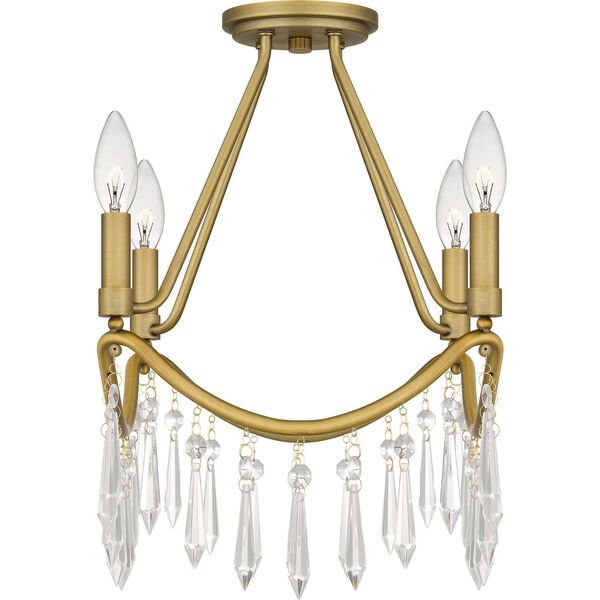 Airedale Aged Brass Four-Light Semi-Flush Mount, image 3