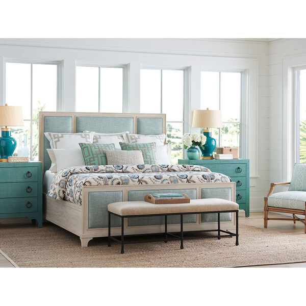 Newport Green Crystal Cove Upholstered California King Panel Bed, image 2