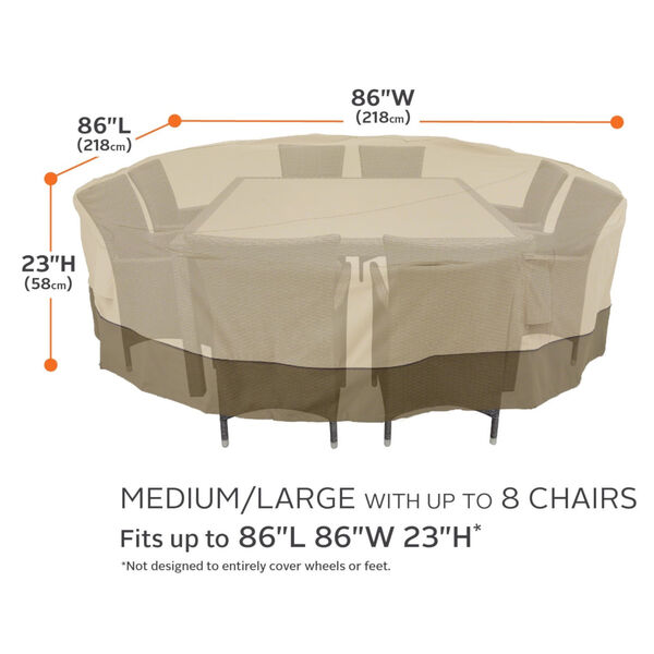 Ash Beige and Brown 86-Inch Square Patio Table and Chair Set Cover, image 4