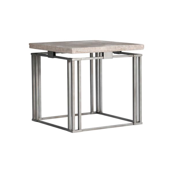 Riverton Travertine Silver Side Table, image 3