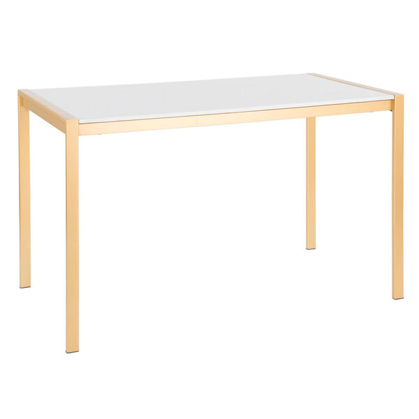 Fuji Gold and White Marble Dining Table, image 1