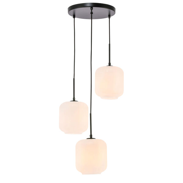 Collier Black 18-Inch Three-Light Pendant with Frosted White Glass, image 1
