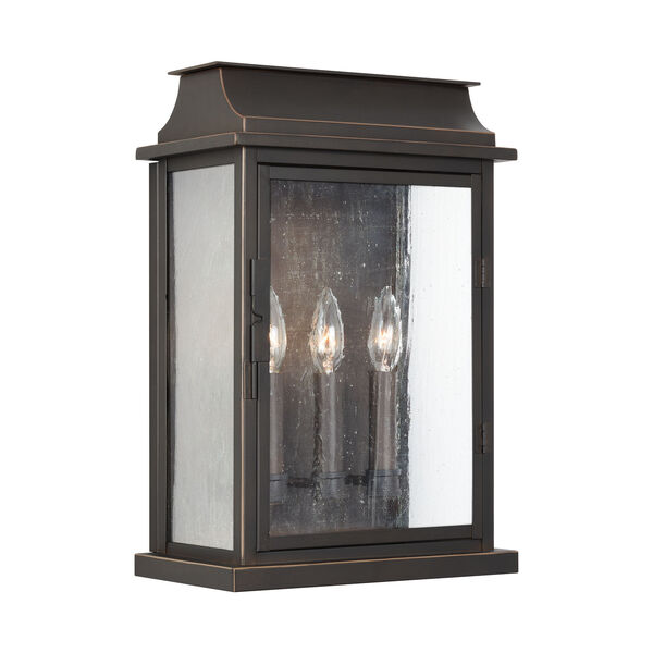Bolton Oiled Bronze Three-Light Outdoor Wall Mount with Antiqued Glass - (Open Box), image 4