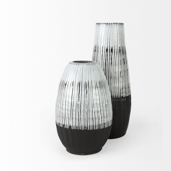 Tanami II Dark Brown and White Short Glazed Ceramic Vase, image 3