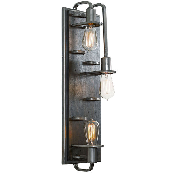 Lofty Steel and Faux Zebrawood Three Light Wall Sconce, image 2