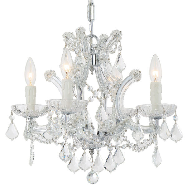 Maria Theresa Polished Chrome Four-Light Mini Chandelier with Clear Italian Crystal, image 1