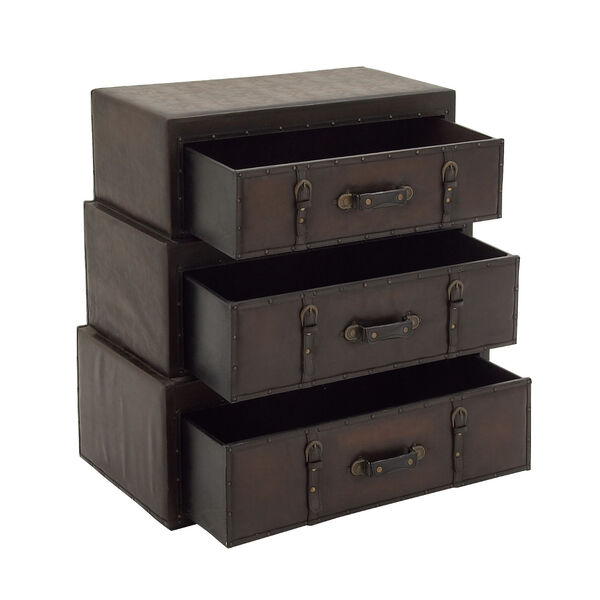Brown Faux Leather and Wood Chest, image 6