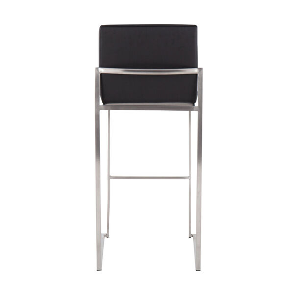 Fuji Stainless Steel and Black High Back Bar Stool, Set of 2, image 5