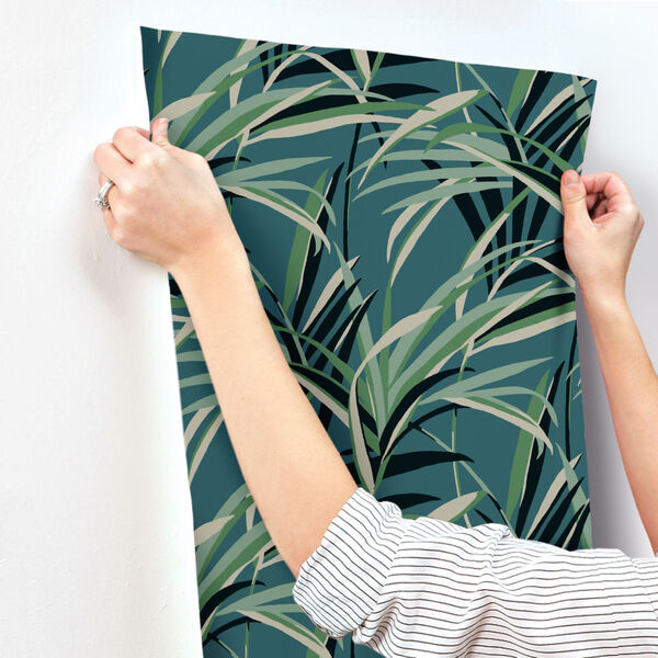 Tropics Green Teal Tropical Paradise Pre Pasted Wallpaper - SAMPLE SWATCH ONLY, image 3