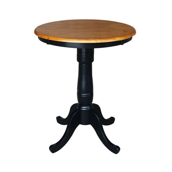 Black and Cherry 30-Inch Round Pedestal Counter Height Table with Two Counter Stool, Three-Piece, image 3