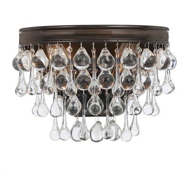 Hopewell Bronze Two-Light Wall Sconce with Clear Crystal, image 1