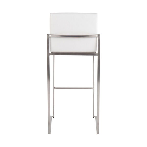 Fuji Stainless Steel and White High Back Bar Stool, Set of 2, image 5