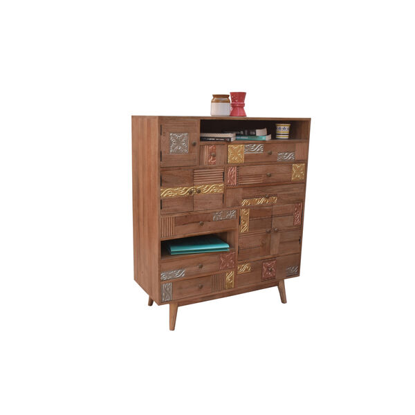 Vacation Natural Chest with Eight Drawers and Two Open Shelves, image 2