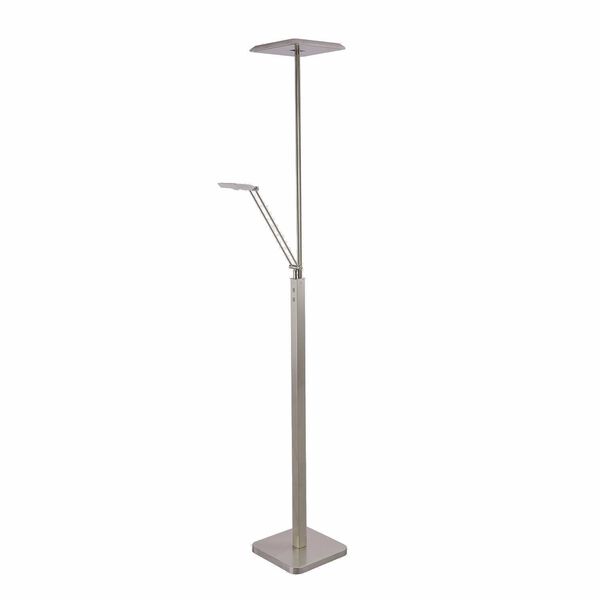 Ibiza Satin Nickel 72-Inch Two-Light LED Torchiere Floor Lamp, image 1