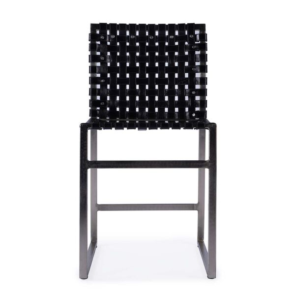 Urban Woven Black Leather Side Chair, image 4