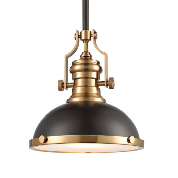 Chadwick Oil Rubbed Bronze and Satin Brass One-Light 13-Inch Pendant, image 3