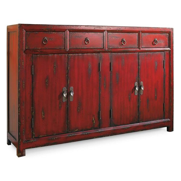 58-Inch Red Asian Cabinet, image 1