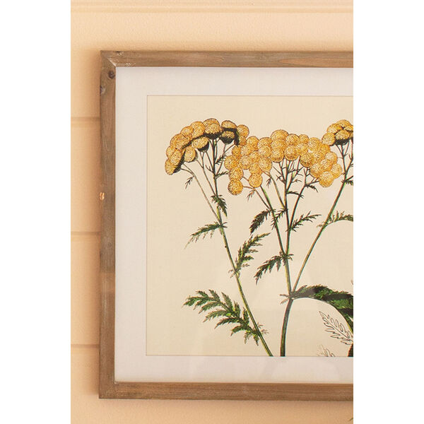 Rattan Wood Framed Flower Prints Under Glass, Set of Four, image 3