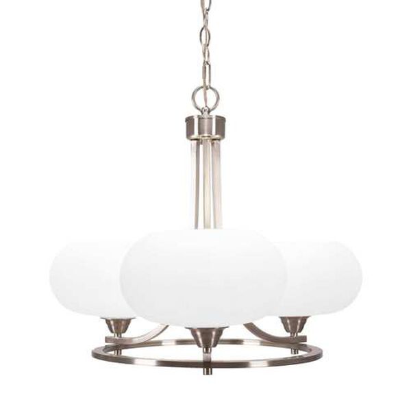Paramount Brushed Nickel Three-Light Chandelier with 10-Inch White Muslin Glass, image 1