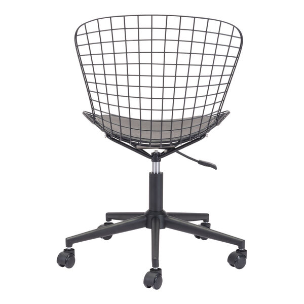 Black Wired Office Chair with Black Cushion, image 5