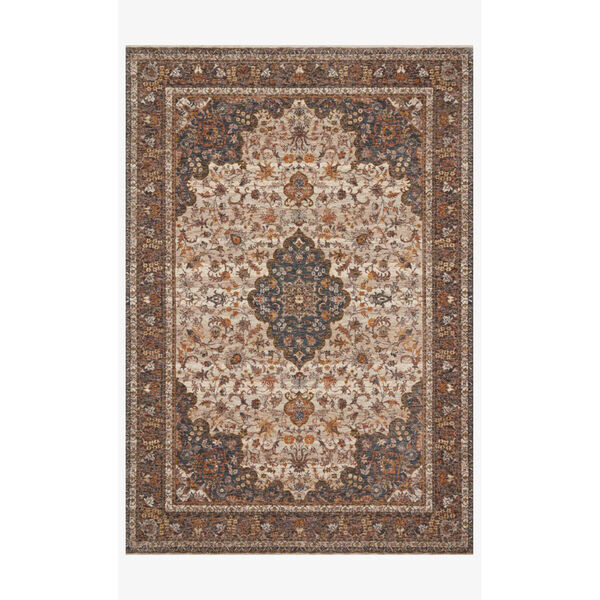 Lourdes Natural and Ocean Rectangle: 5 Ft. 3 In. x 7 Ft. 9 In. Rug, image 1